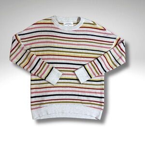 REI Cooperative Organic Cotton Waffleknit Striped Crewneck Sweater Small